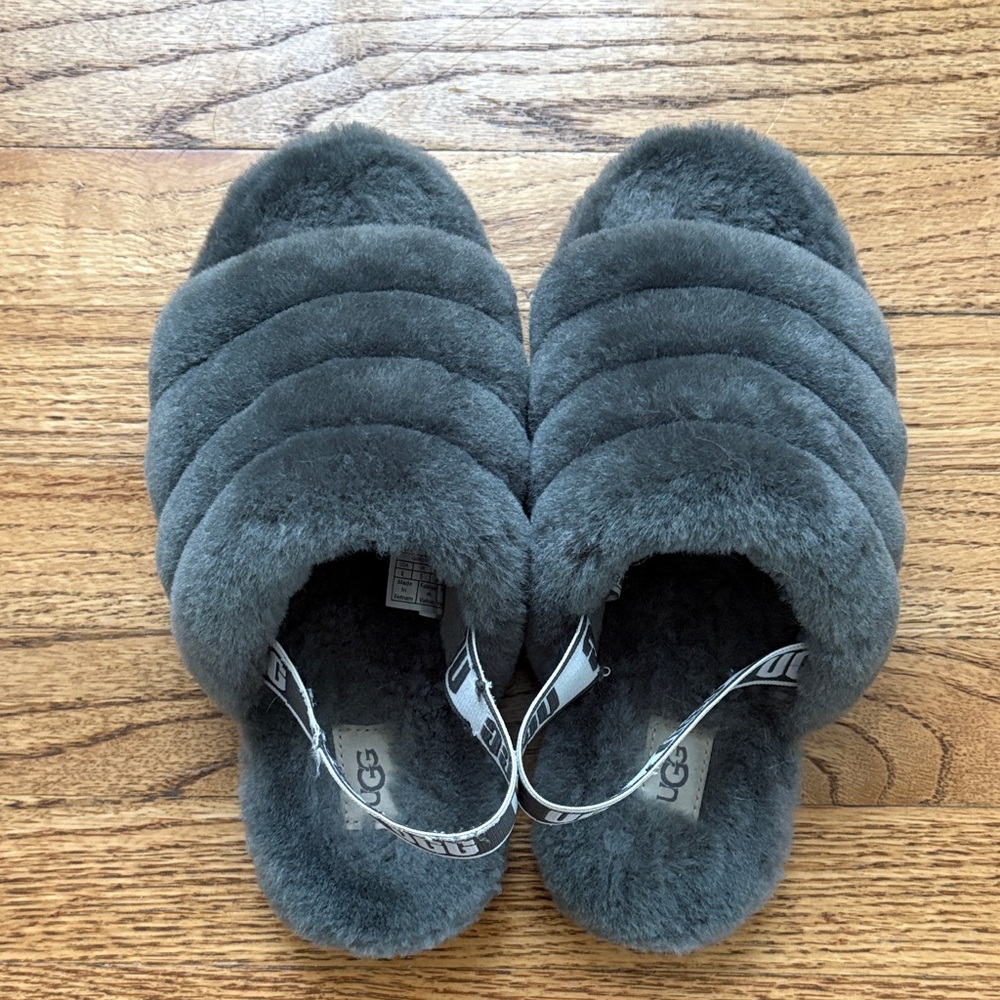 UGG Fluff Yeah Women’s slide Charcoal Fluffy Slippers size 6